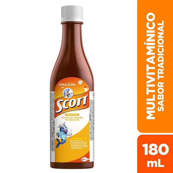 Emulsion de Scott Traditional Flavour Cod Liver Oil Vitamin Supplement (180ml)