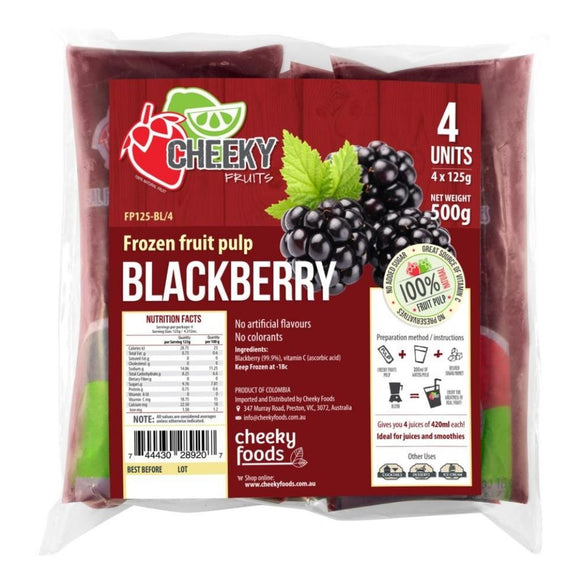 Pulpa de Mora / Blackberry Fruit Purée Frozen Pack (4 x 125g) - LatinMate