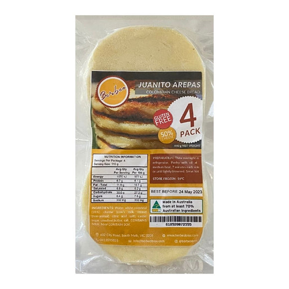 Berbeo Juanito Cheese Arepa Pack x 4 (440gr)