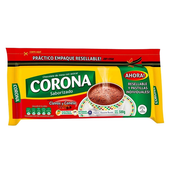 Corona Hot Chocolate Bar with Cloves & Cinnamon (500g) - LatinMate